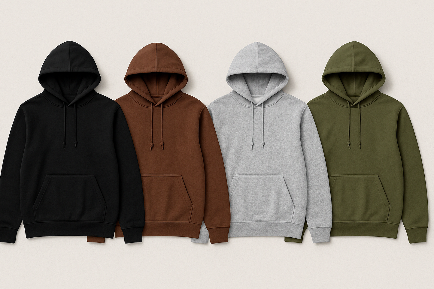 ADULT HOOIES IN BLACK, BROWN, HEATHER GREY AND JEEP GREEN