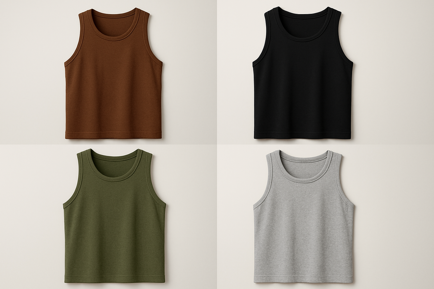 MENS TANK TOPS IN COLORS=- BROWN,BLACK, JEEP GREEN, AND HEATHER GREY