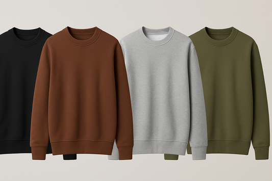 ADULT CREW SWEATSHIRT IN BLACK, BROWN, HEATHER GREY, AND JEEP GREEN