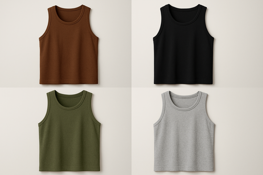 MENS TANK TOPS IN COLORS=- BROWN,BLACK, JEEP GREEN, AND HEATHER GREY